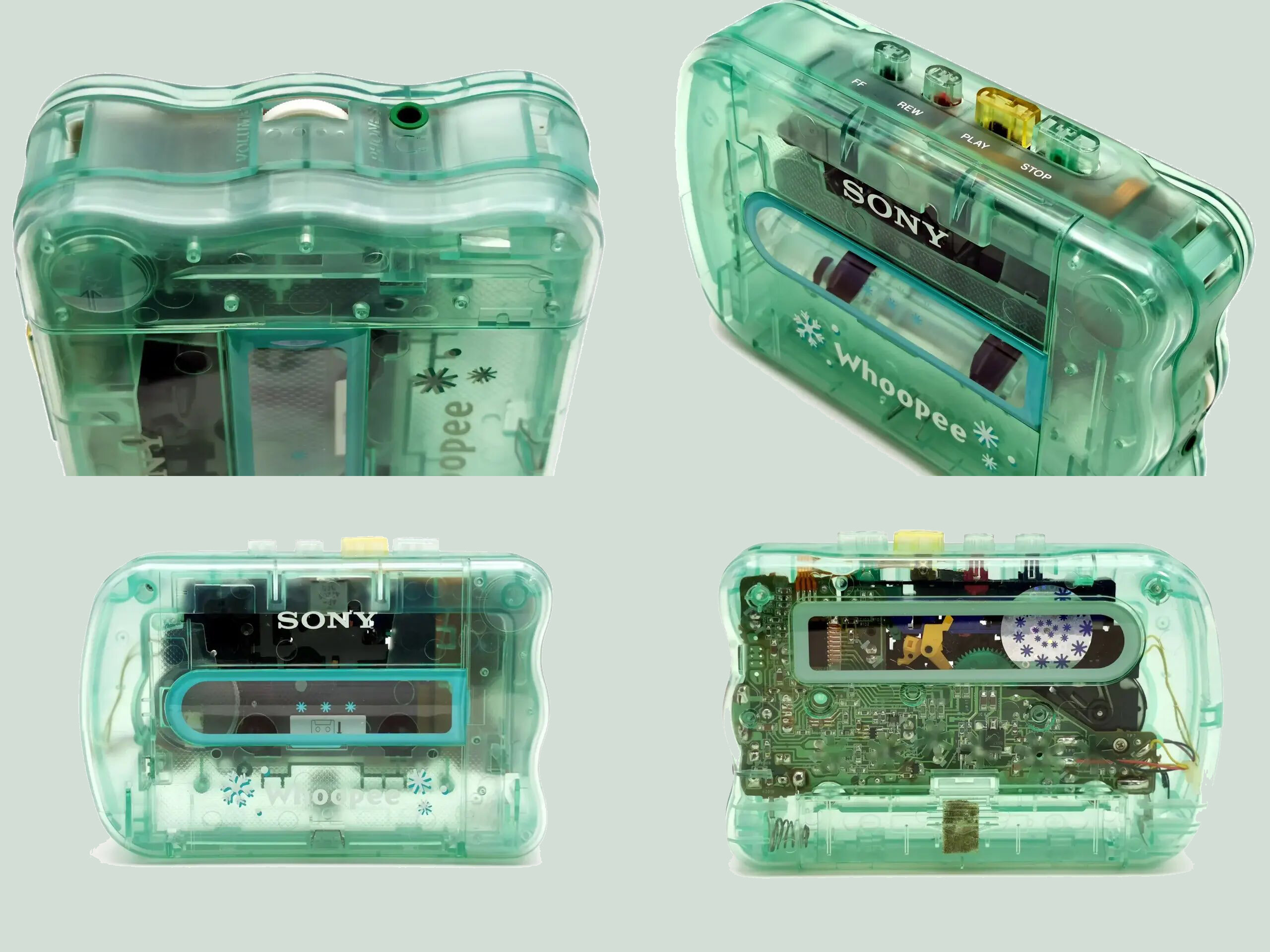 Это Sony WM-3500SP Whoopee из 1994 года — если думали, что прозрачные корпуса придумали сейчас