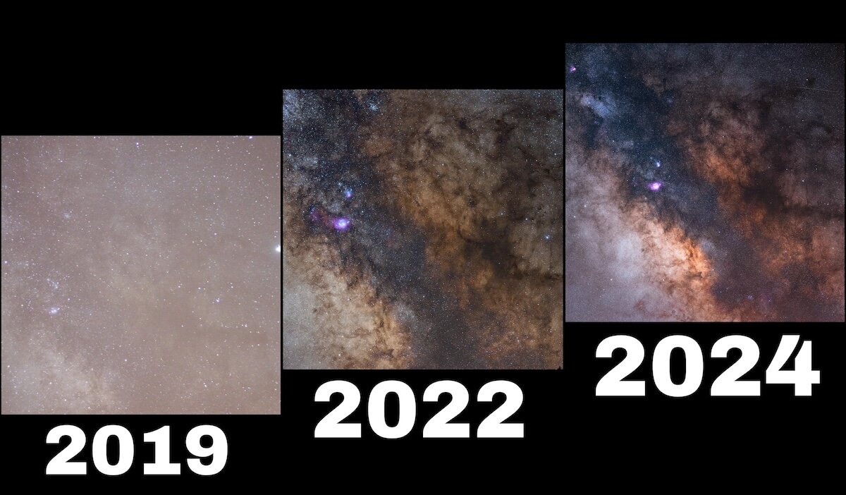 Качество фотографий «Млечного пути» с разницей всего в 5 лет
