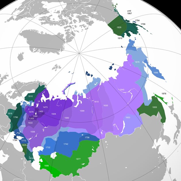 Расширение территории России с 1300 по 1914 год