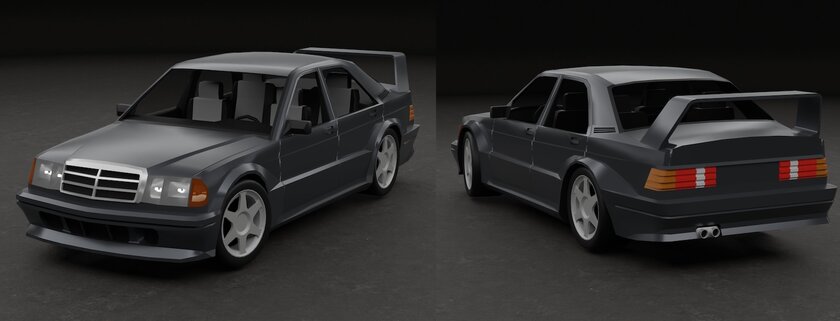 Геймер создал Mercedes-Benz 190e EVO II для Roblox: неплохая моделька культового автомобиля