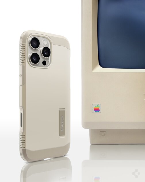 iPhone 16 Pro в дизайне старых Macintosh (на самом деле это тизер чехла от Spigen)