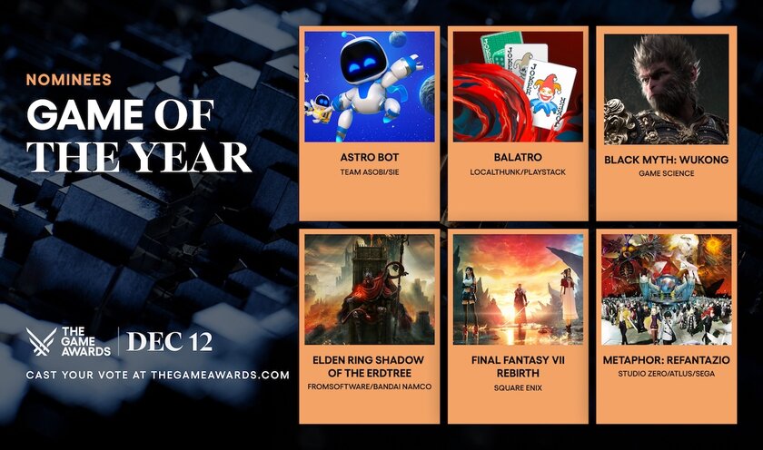 Объявлены номинанты в категории «Игра года» на The Game Awards 2024