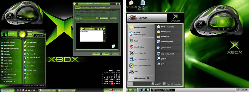 +100 к крутости: так выглядела официальная тема первого Xbox для Windows XP