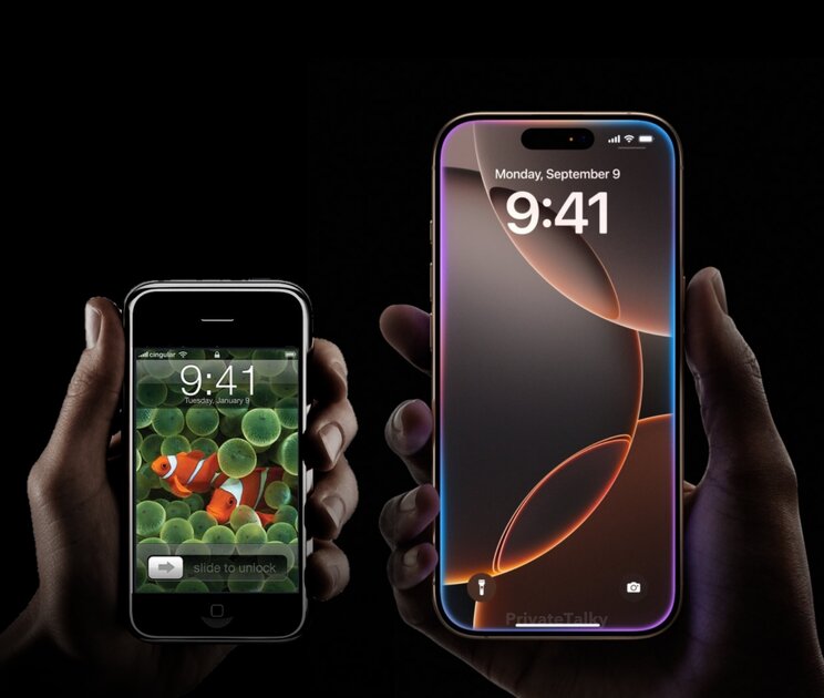 Оригинальный iPhone 2G и iPhone 16 Pro: так выглядят 17 лет эволюции
