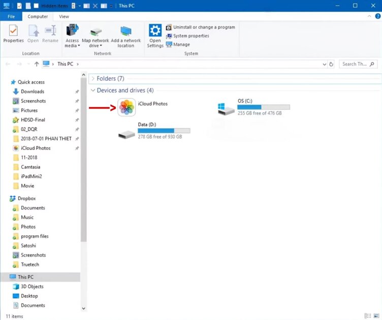 Как удалить папку "Фото iCloud" на Windows