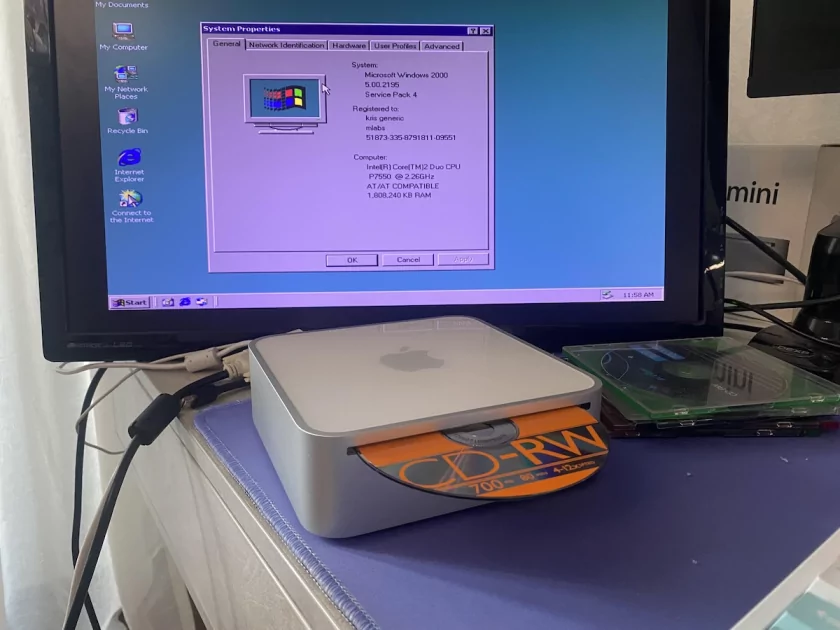 Энтузиаст запустил Windows 2000 на олдовом Mac Mini