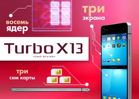 Turbo X13 - смартфон с 3 дисплеями