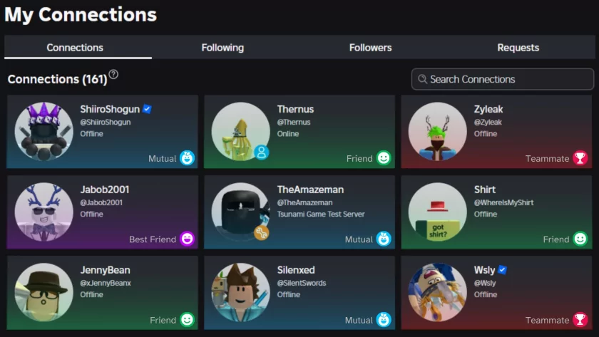Фанат Roblox предложил интересный концепт интерфейса для раздела Connections