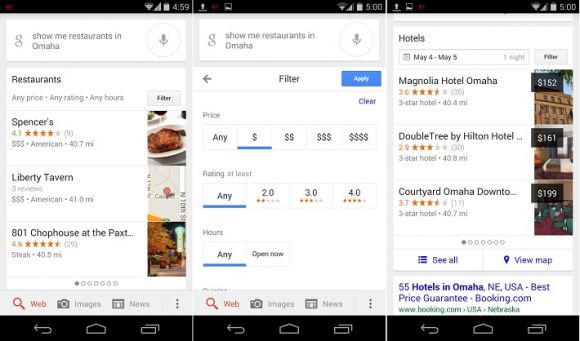 Google добавила в поисковое приложение фильтры для отелей и ресторанов