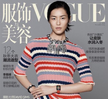 Китайская модель Лиу Вен на обложке журнала Vogue с часами Apple Watch