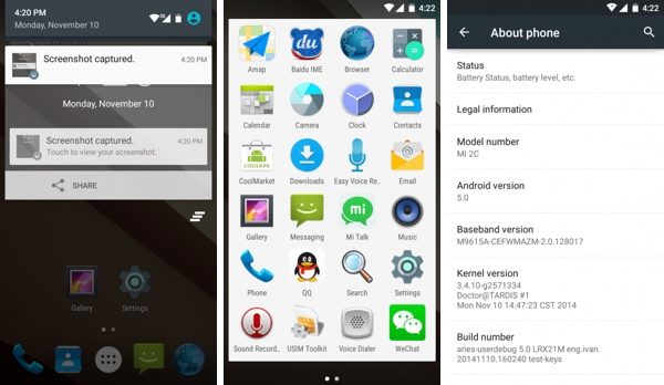 Xiaomi выпустила неофициальную AOSP-сборку Android 5.0 Lollipop для Mi2 и Mi2S