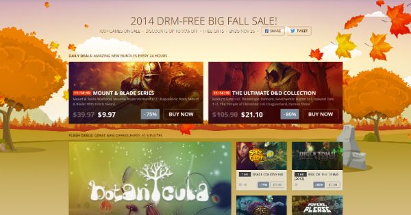 На GOG.com началась большая осенняя распродажа игр