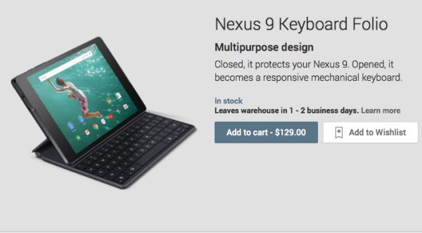 Клавиатура Folio для Nexus 9 теперь доступна для заказа в Google Play