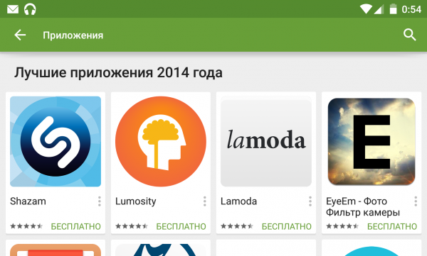 В Google Play появился раздел с лучшими приложениями 2014 года