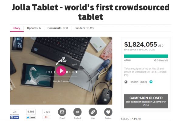 Кампания по финансированию планшета Jolla Tablet завершена