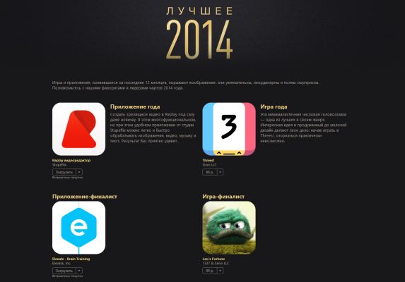 Названы самые лучшие приложения и игры в App Store за 2014 год