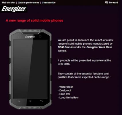 Energizer представит свои смартфоны на CES 2015