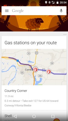 Google Now теперь показывает заправочные станции на вашем маршруте