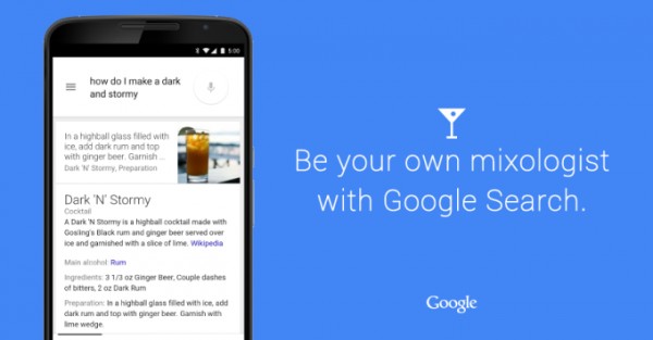 Google теперь выводит информацию о коктейлях