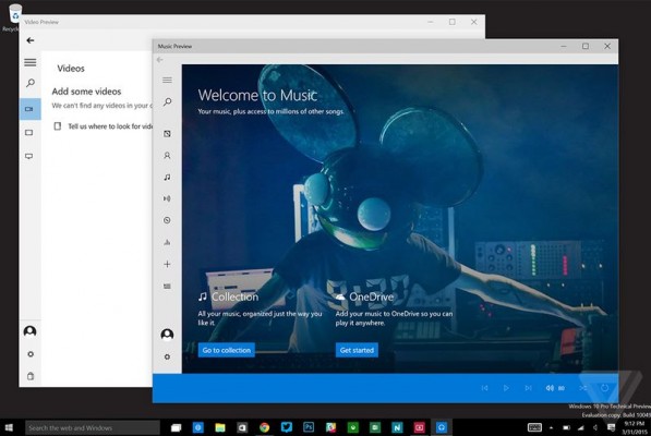 Microsoft выпустила превью-версии приложений Music и Video
