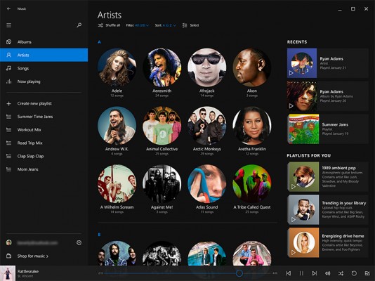 «Музыка» для Windows 10 получила обновленный интерфейс