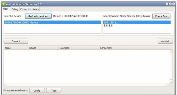 Аndroid Reverse Tethering. Скриншот 1