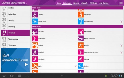 Results, Олимпиада — 2012 2.0.2. Скриншот 3