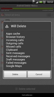 Android Delete History 1.5. Скриншот 3