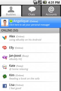 eBuddy Messenger 3.4.2. Скриншот 2