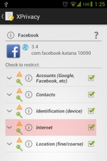XPrivacy 1.9. Скриншот 1