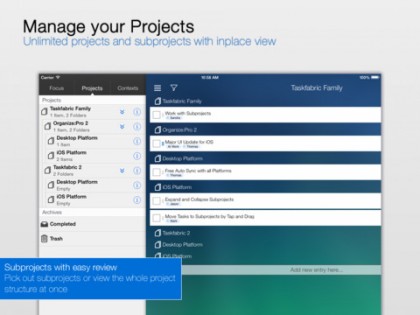 Organize:Pro for IPad. Скриншот 1