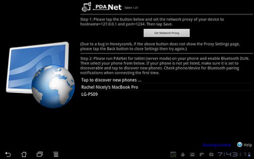 PdaNet Tablet 1.21. Скриншот 2