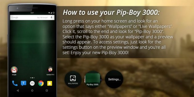 PipBoy 3000 Live Wallpaper 2.4. Скриншот 3