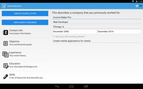 Resume Builder Pro 2.6. Скриншот 3