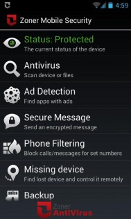 Zoner Mobile Security 1.8.5. Скриншот 1