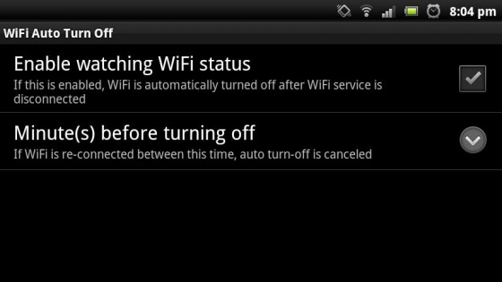 WiFi Auto Turn Off 1.2.0. Скриншот 2