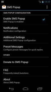 SMS Popup 1.3.1. Скриншот 4