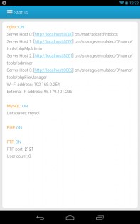 NAMP Webserver on Android (nginx+php+mysql+ftp) NAMP 1.2.8. Скриншот 1
