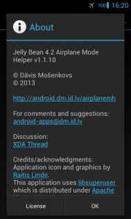 Jelly Bean 4.2 Airplane Mode Helper 1.1.10. Скриншот 2