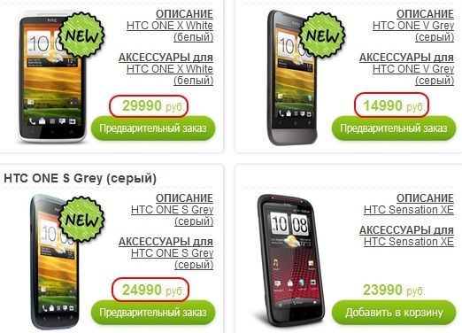 Неутешительные цены на серию HTC One