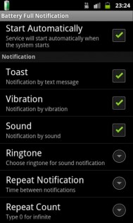 Battery Full Notification 1.12. Скриншот 1