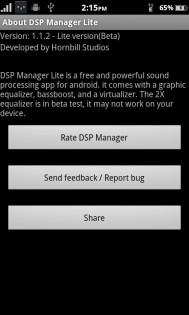 DSP Manager Lite 1.2.2. Скриншот 5