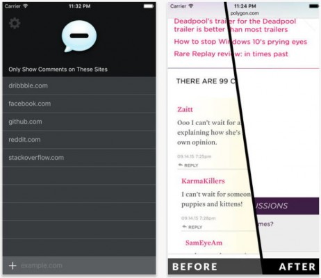 Shut Up: Comment Blocker для iOS 9 скрывает комментарии пользователей
