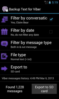 Backup Text for Viber 1.0.2. Скриншот 1