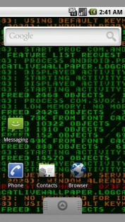 Logcat Live Wallpaper 1.3. Скриншот 1