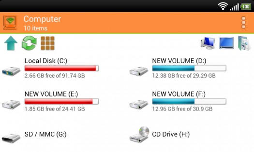 WiFi PC File Explorer 1.5.26. Скриншот 2