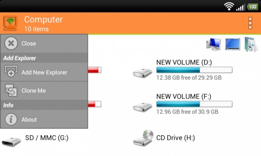 WiFi PC File Explorer 1.5.26. Скриншот 3