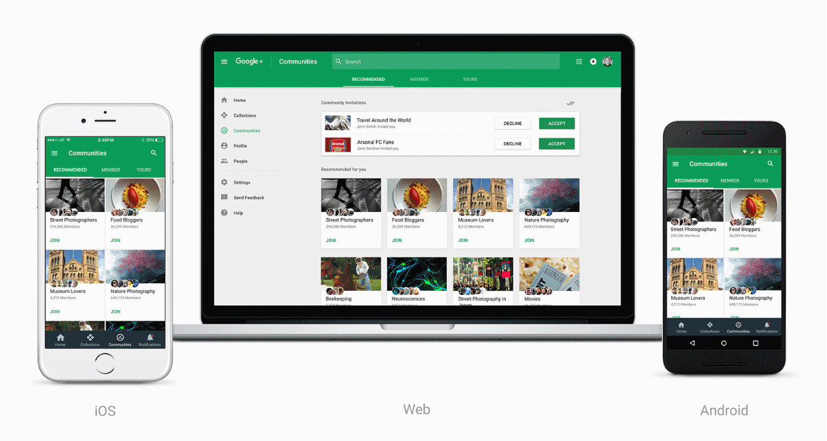 Google+ Интерфейс. Новый дизайн гугл. Google collections