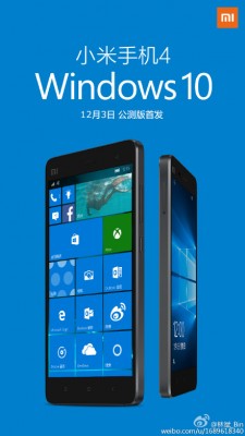 Официально: Windows 10 Mobile для Xiaomi Mi4 будет выпущена 3 декабря
