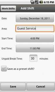 Work Shifts Free 1.7.0. Скриншот 3
